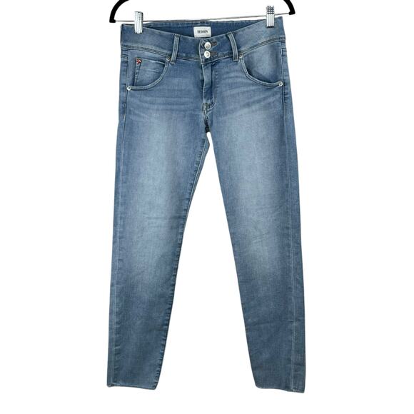 Hudson Blue Low Rise Denim Collin Light Washed Raw Hem Skinny Ankle Jeans 26 - Picture 1 of 14